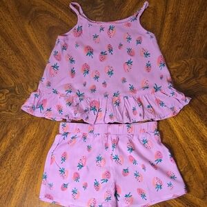 Jumping Beans Pink and Green Matching Set with Ruffled Top
